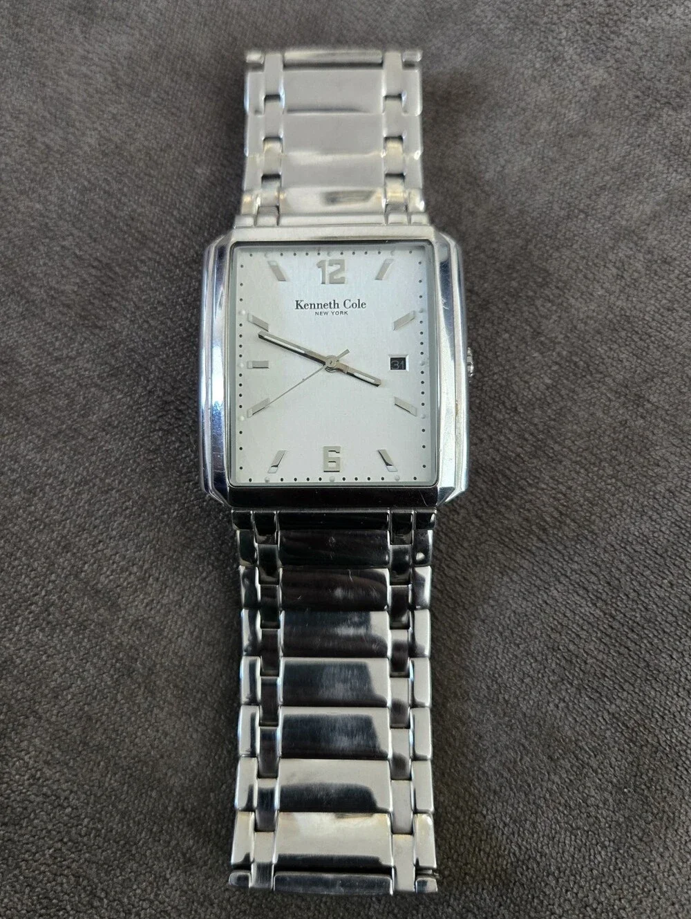 Kenneth Cole Rectangle Stainless Steel Wide Bracelet Watch KC3504